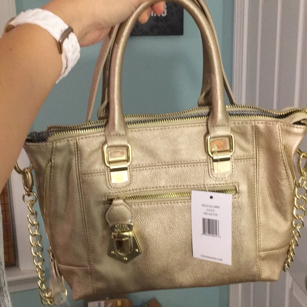 Gold Steve Madden handbag - brand new never used